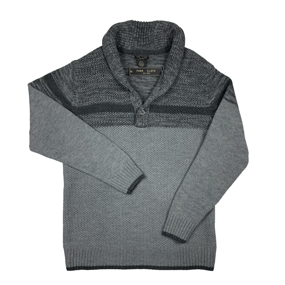 Park Slope Sweater Mens XL NWT Gray Shawl Collar Button Knit Pullover